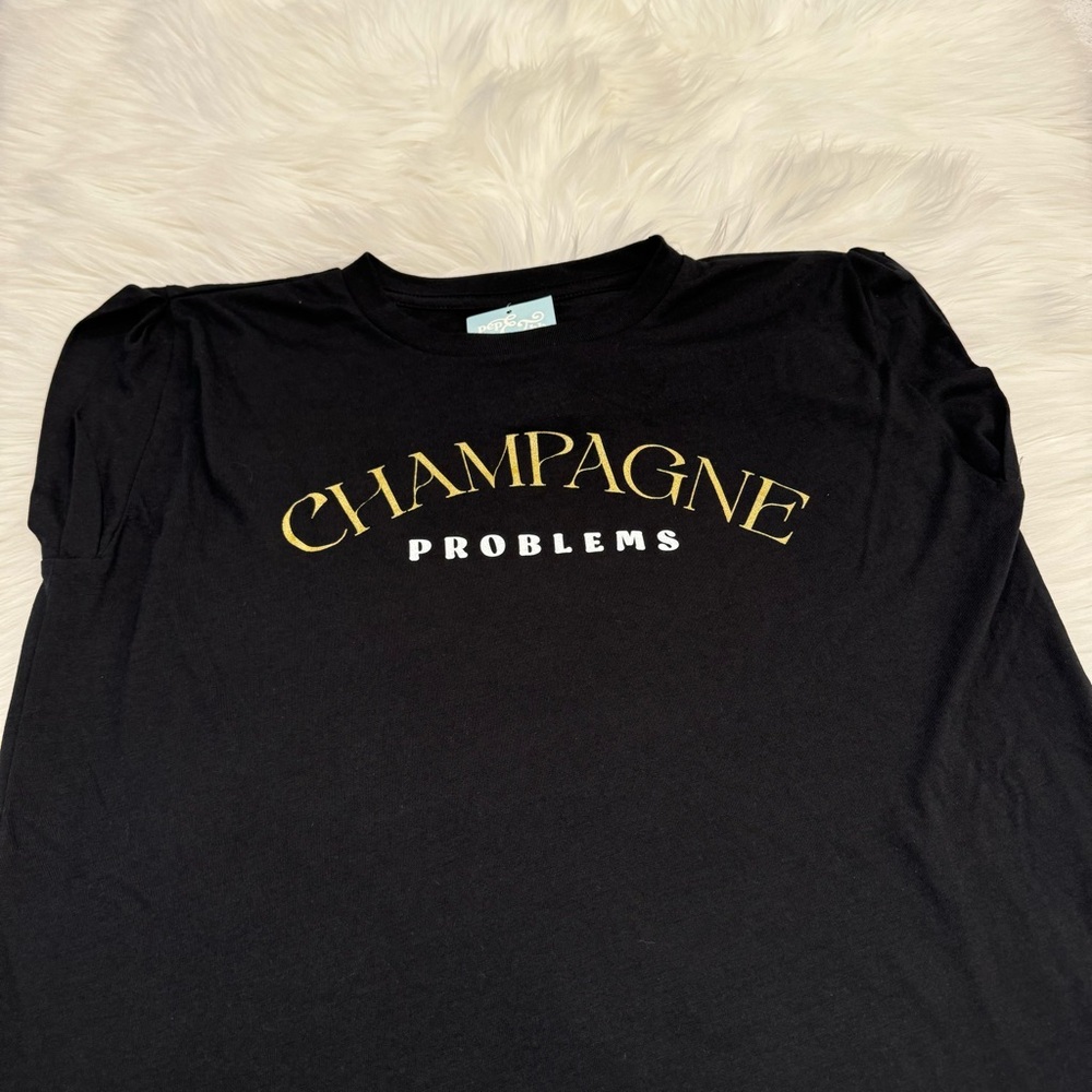 Pep & BB Champagne Problems Fit2Run Club Short Sleeve Top in Black, Small NWT